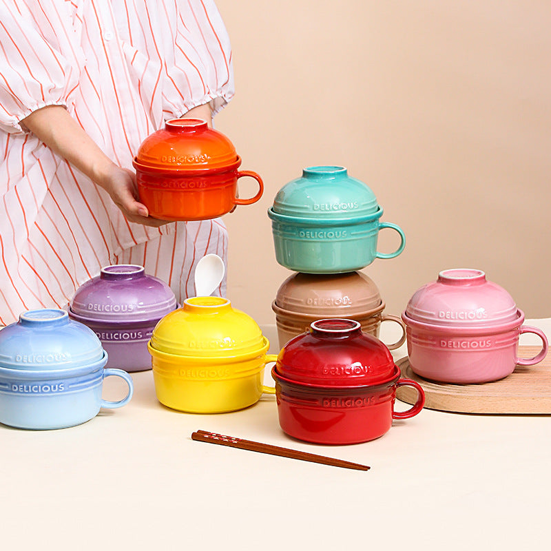 *$12.50 CLEARANCE SALE* Kalours Noodles Bowl w Cover & Soup Spoon Set